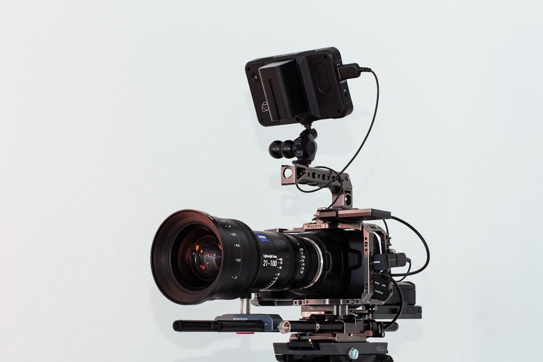 Professional cinema camera on a film set