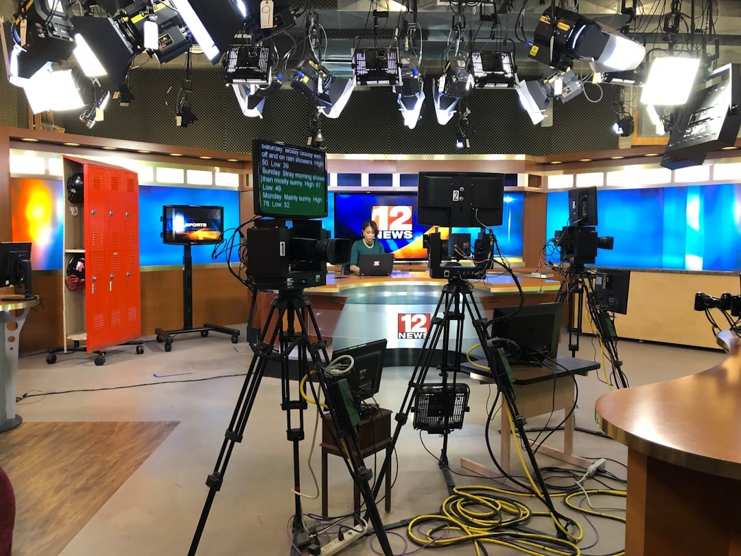 Television production camera on a broadcast set